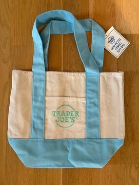 Trader Joe's Mini Canvas Tote in Light Blue NWT